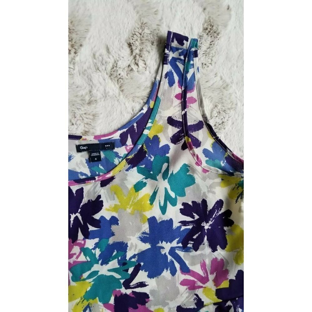 Gap White Springtime Multicolor Floral Sleeveless Top Size S - Picture 6 of 9